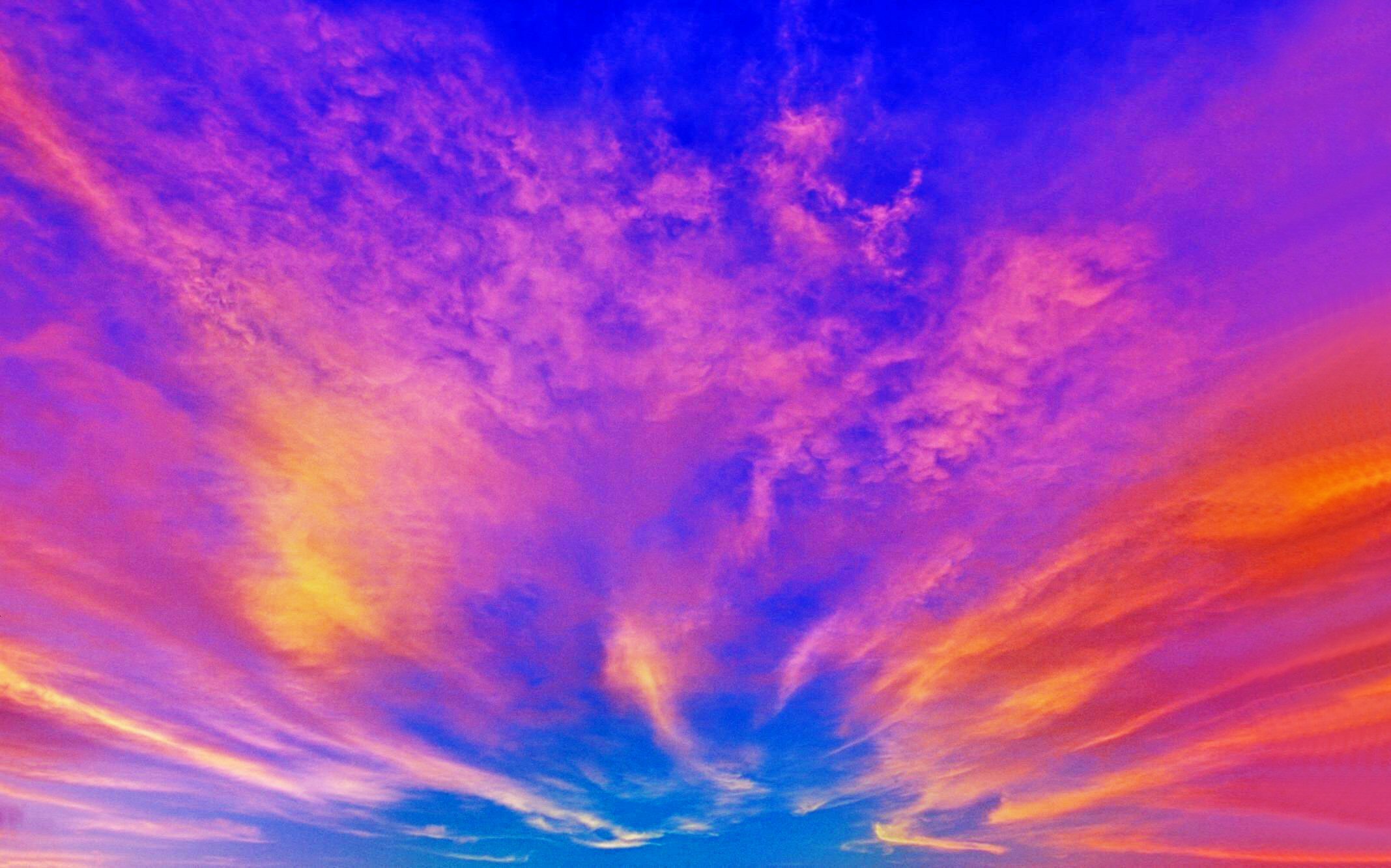 カラフルな空の壁紙,空,青い,雰囲気,昼間,雲