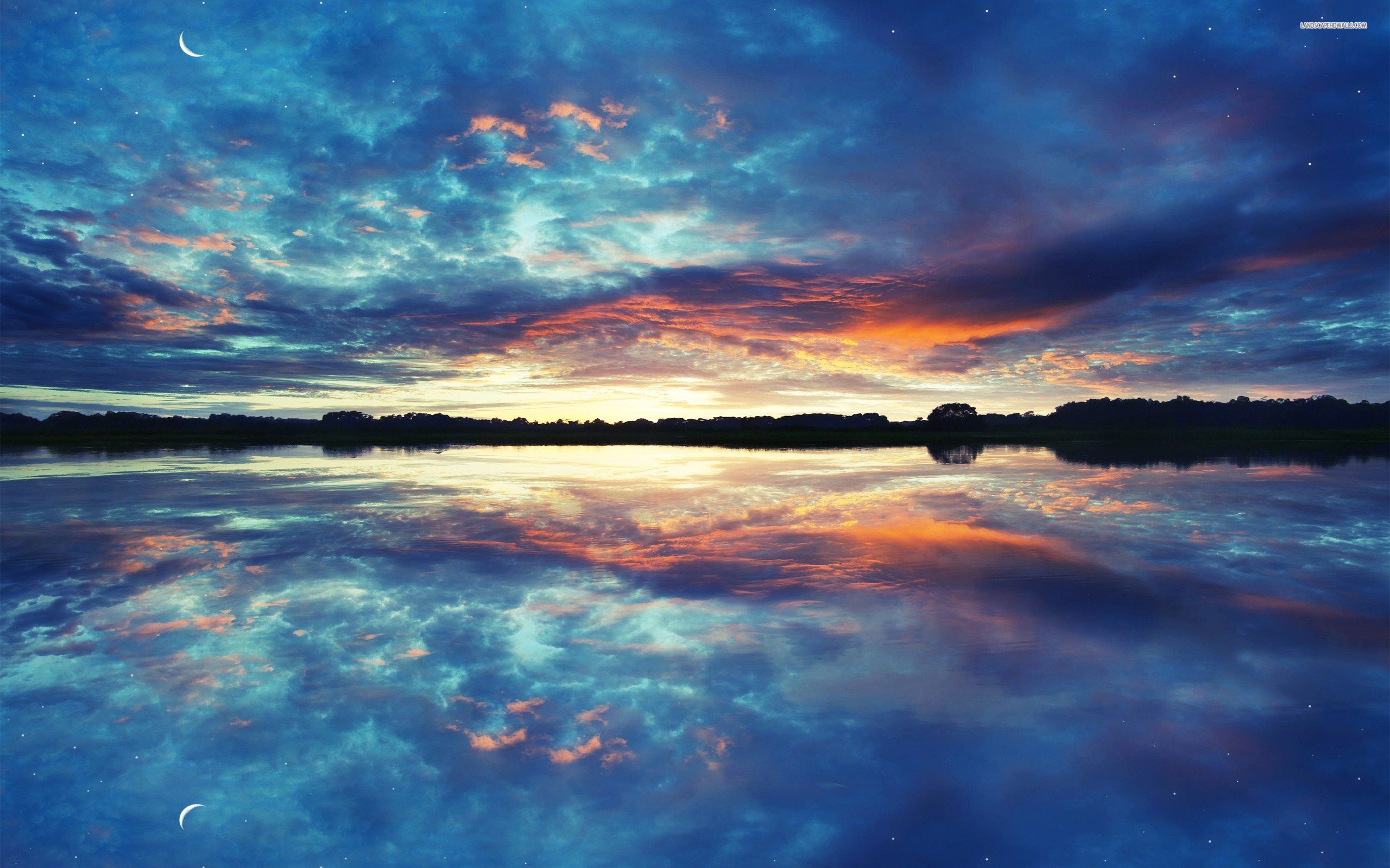 colorful sky wallpaper,sky,reflection,nature,water,blue