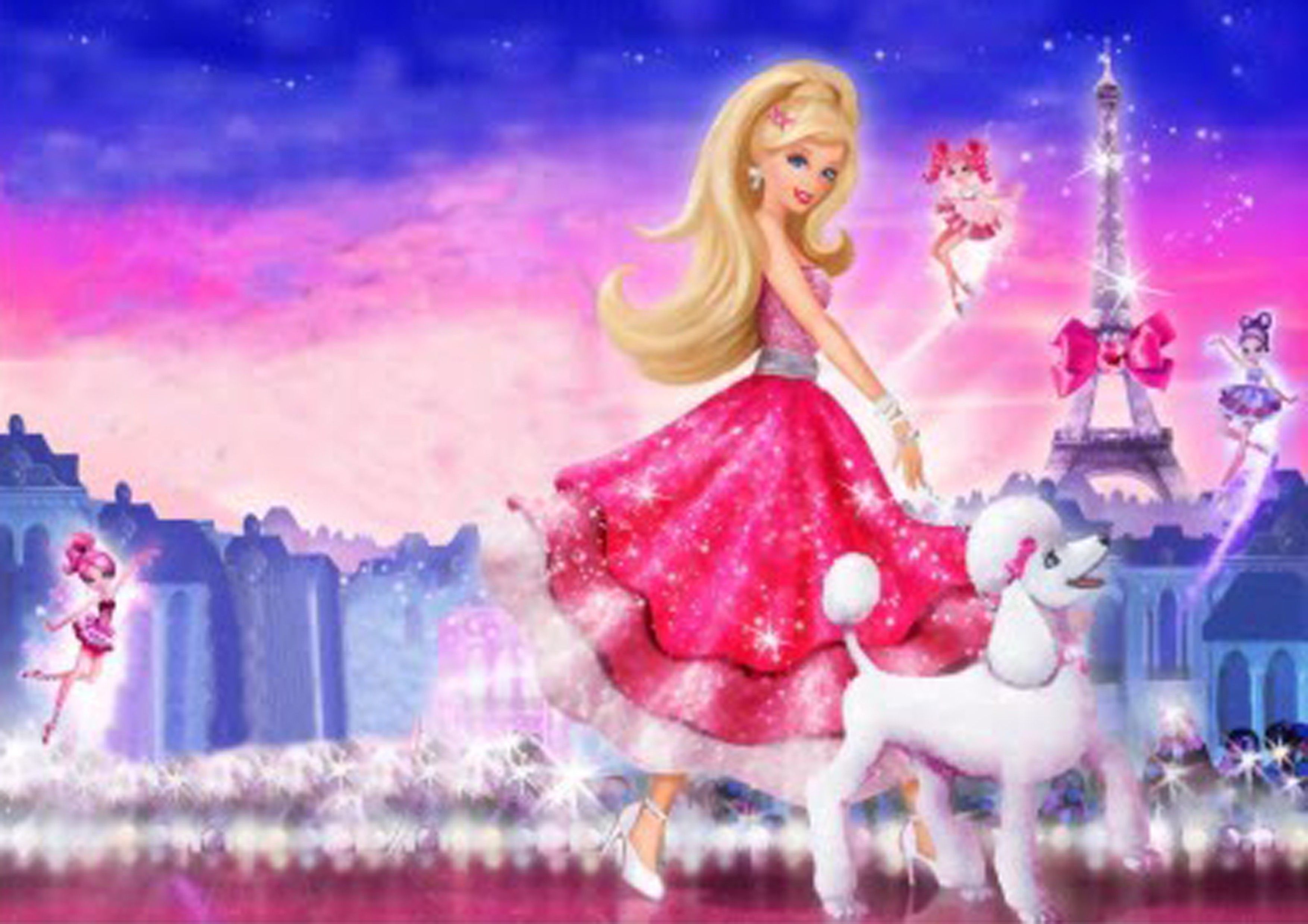 barbie mädchen wallpaper,rosa,animierter cartoon,puppe,erfundener