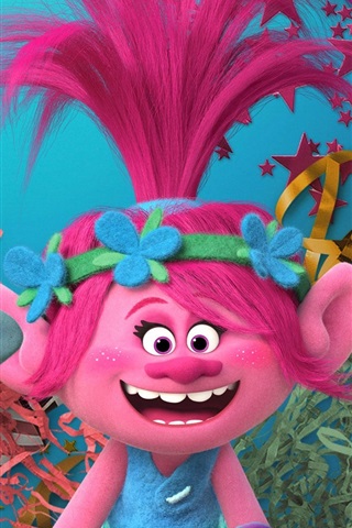 carta da parati troll iphone,rosa,bambola,sorridi,personaggio fittizio,illustrazione