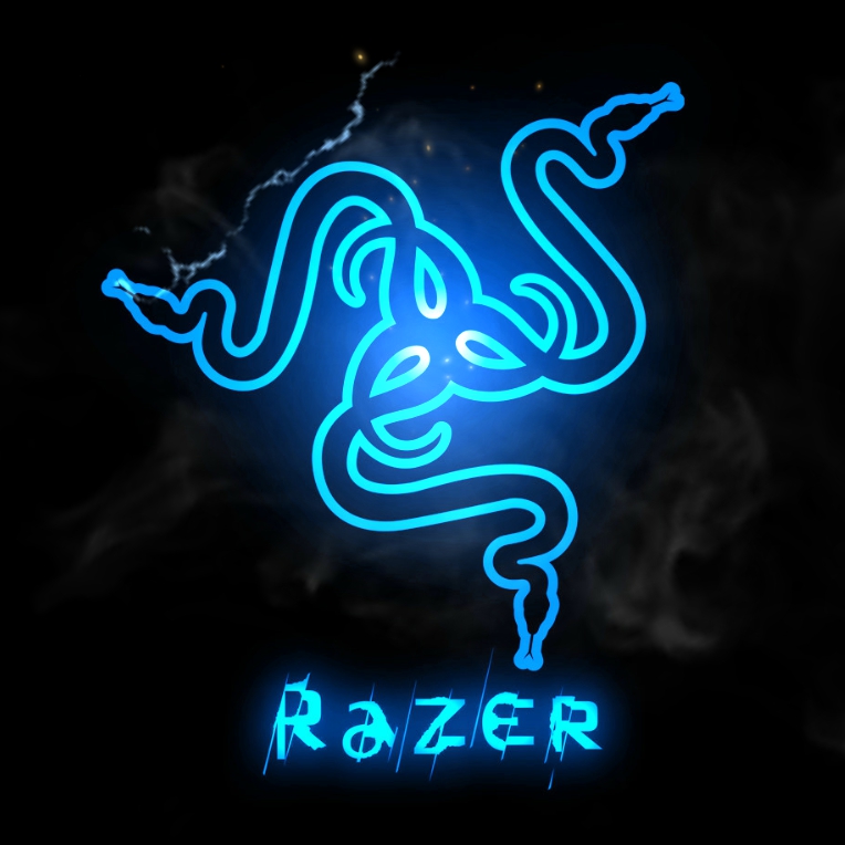 carta da parati blu razer,insegna al neon,leggero,neon,font,tecnologia