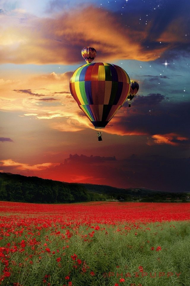 tapete 640x960,heißluftballon fahren,heißluftballon,himmel,natur,natürliche landschaft