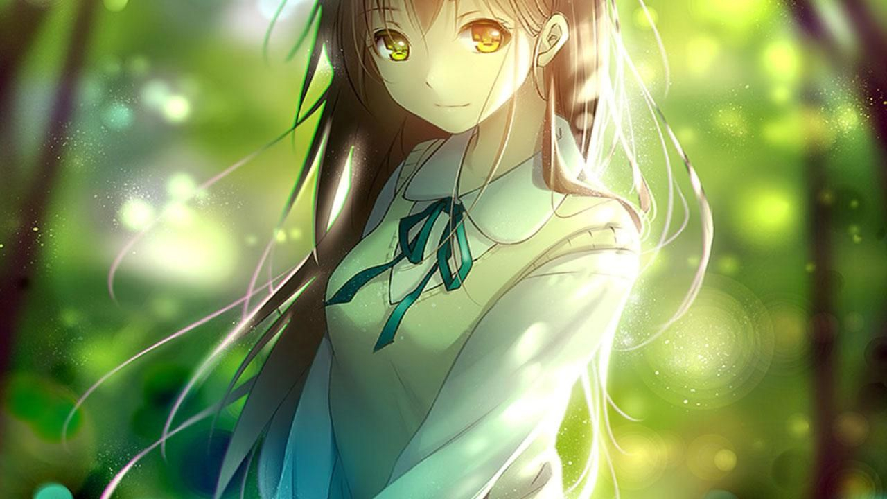 ragazza carina wallpaper hd per android,cg artwork,verde,anime,cartone animato,capelli castani