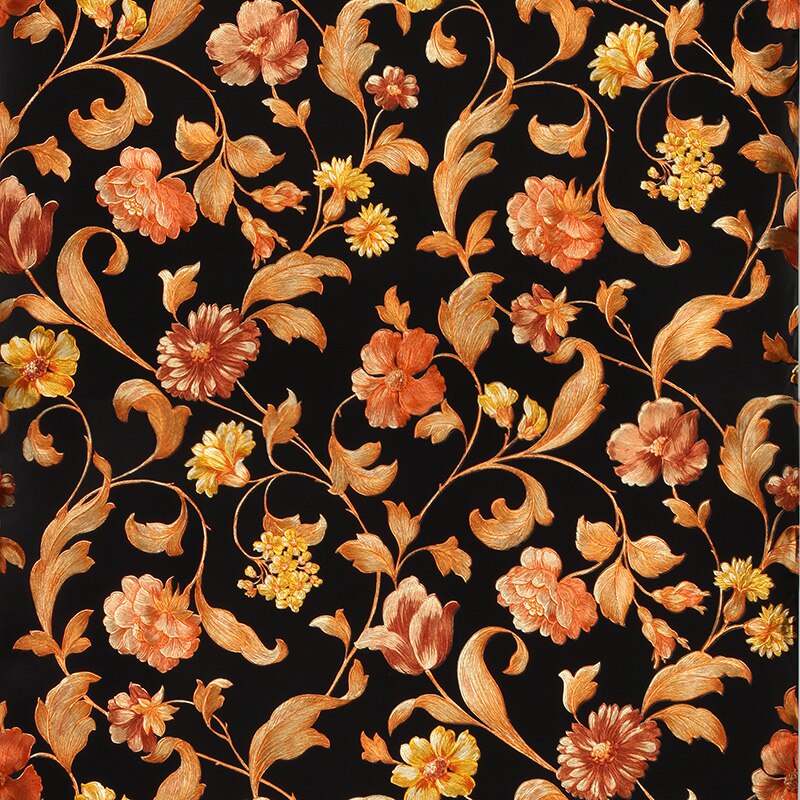 3d 꽃 무늬 벽지,무늬,갈색,꽃 무늬 디자인,주황색,직물