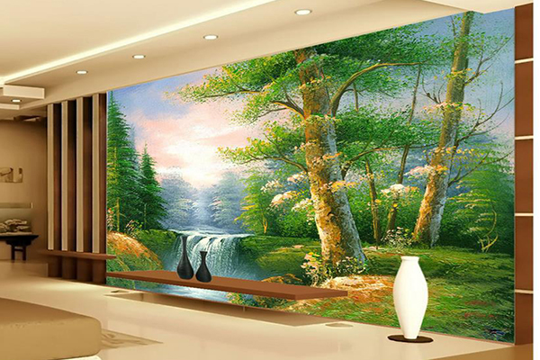 wallpaper dinding motif pemandangan alam,natural landscape,wall,mural,room,wallpaper