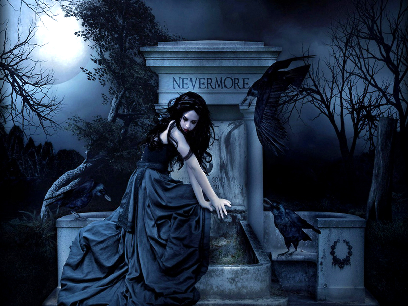 nevermore wallpaper,darkness,photography,cemetery,goth subculture,fiction
