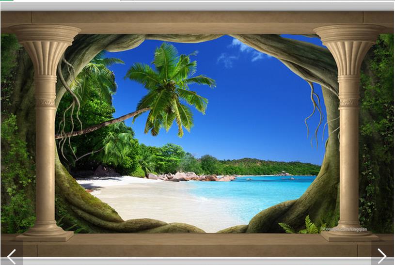 海の景色の壁紙,自然,自然の風景,壁画,カリブ海,木