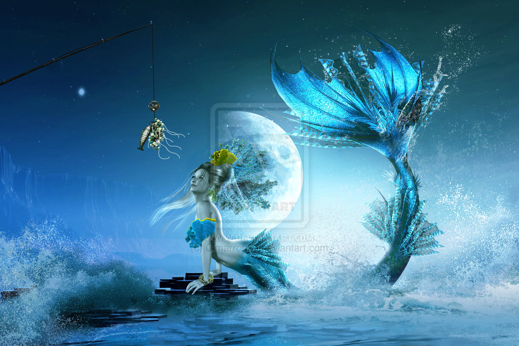 3d mermaid wallpaper,cg artwork,water,illustration,graphic design,wind wave
