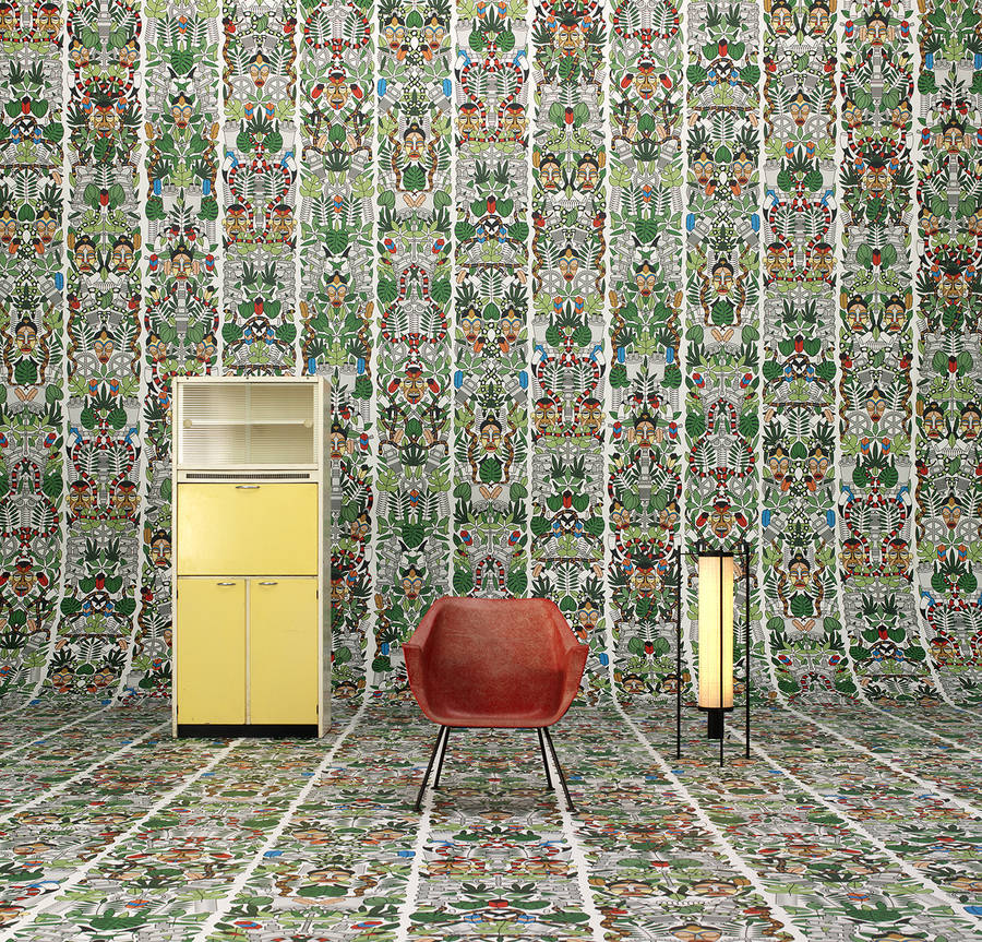 studio job wallpaper,tile,green,wallpaper,wall,room