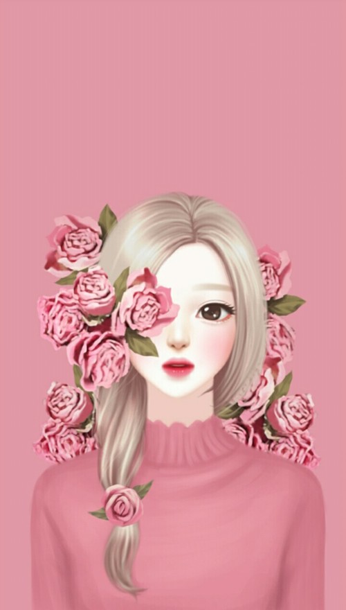 girl drawing wallpaper,pink,illustration,fashion illustration,art,plant