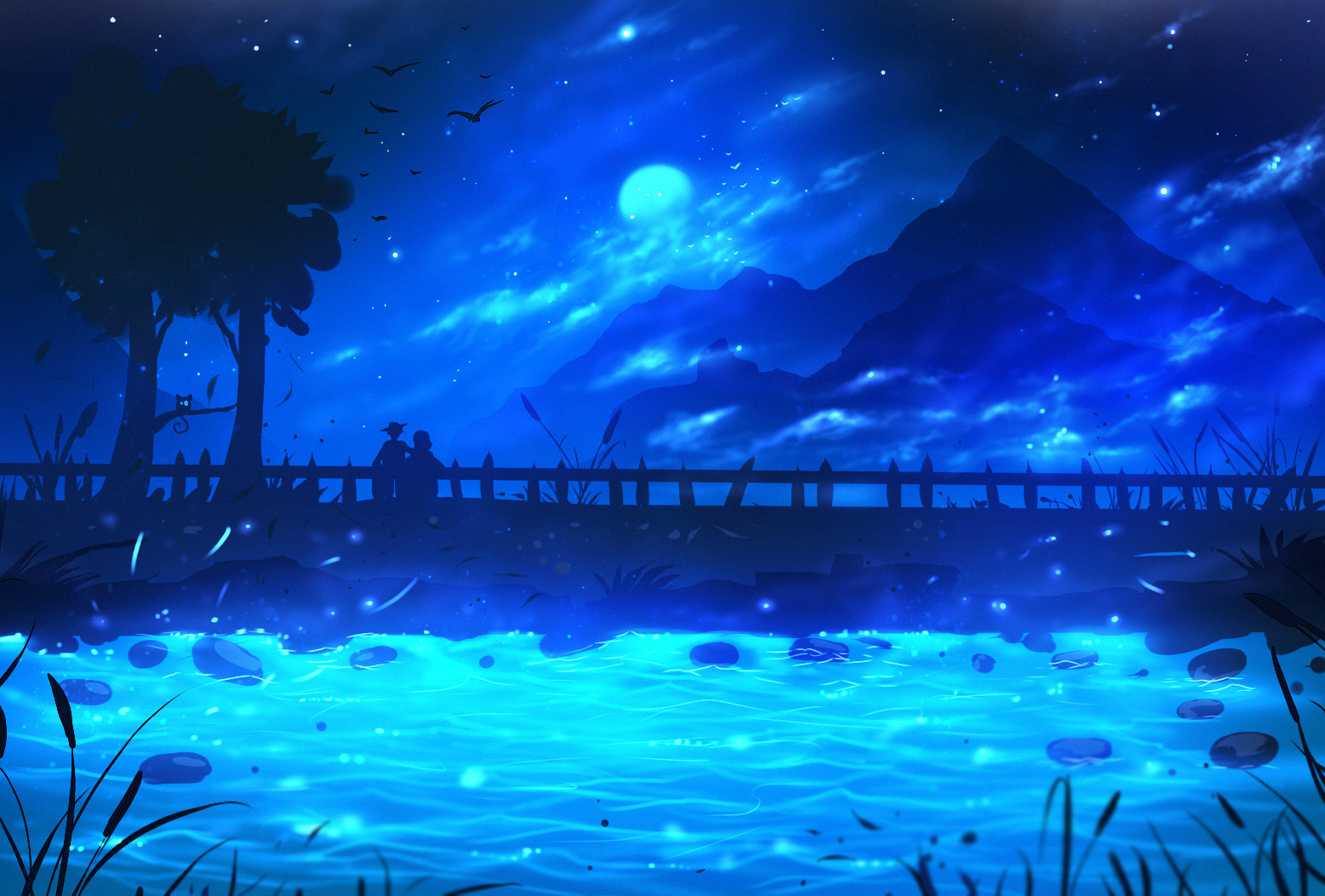 drawing wallpaper hd,blue,sky,water,nature,night