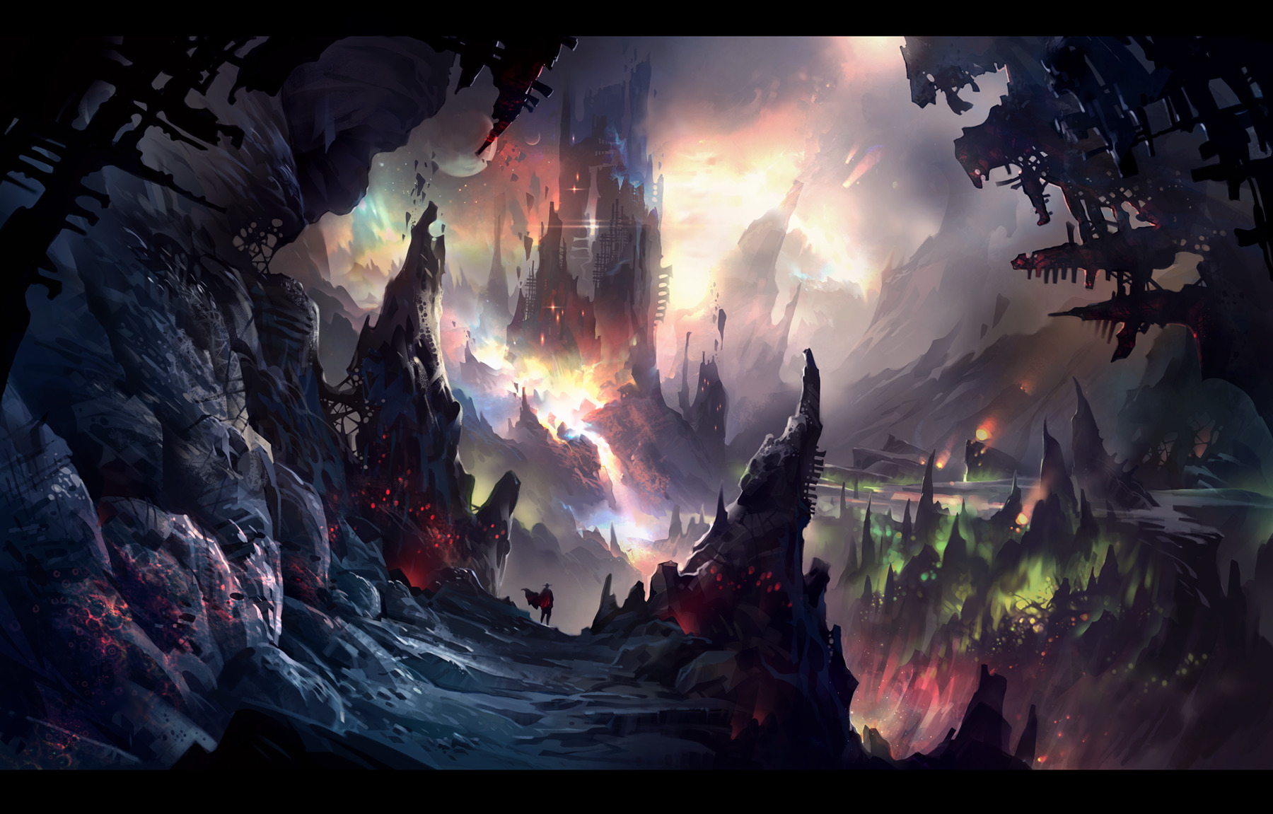 drawing wallpaper hd,action adventure game,geological phenomenon,darkness,cg artwork,sky