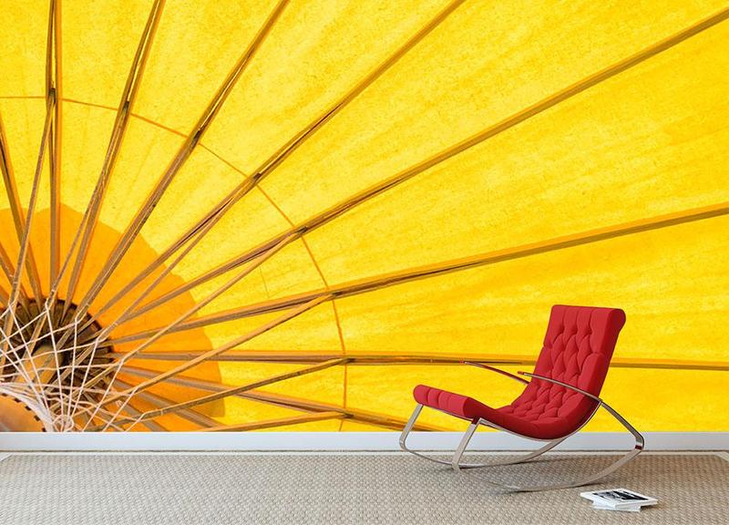 노란 우산 벽지,노랑,주황색,벽,벽지,가구