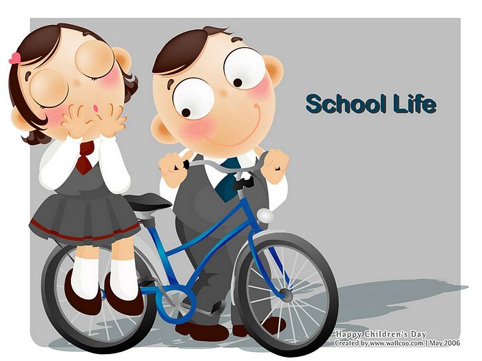 carta da parati vita scolastica,cartone animato,clipart,cartone animato,ruota di bicicletta,veicolo