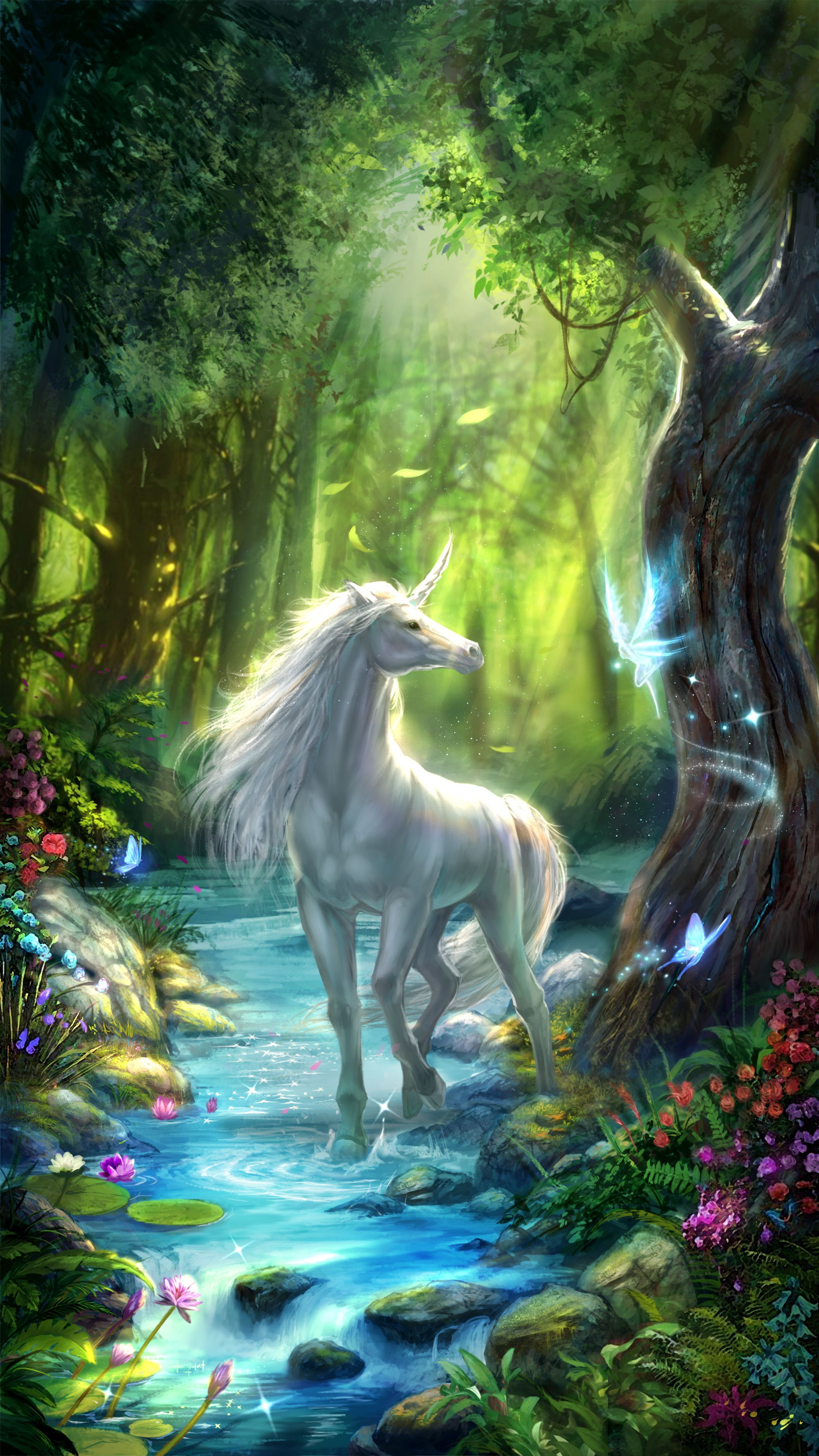white live wallpaper,nature,unicorn,mythical creature,fictional character,natural landscape