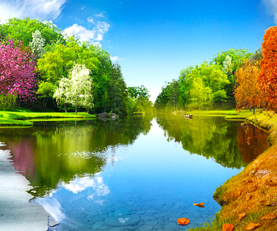 estaciones de pantalla en vivo,paisaje natural,naturaleza,reflexión,cuerpo de agua,cielo