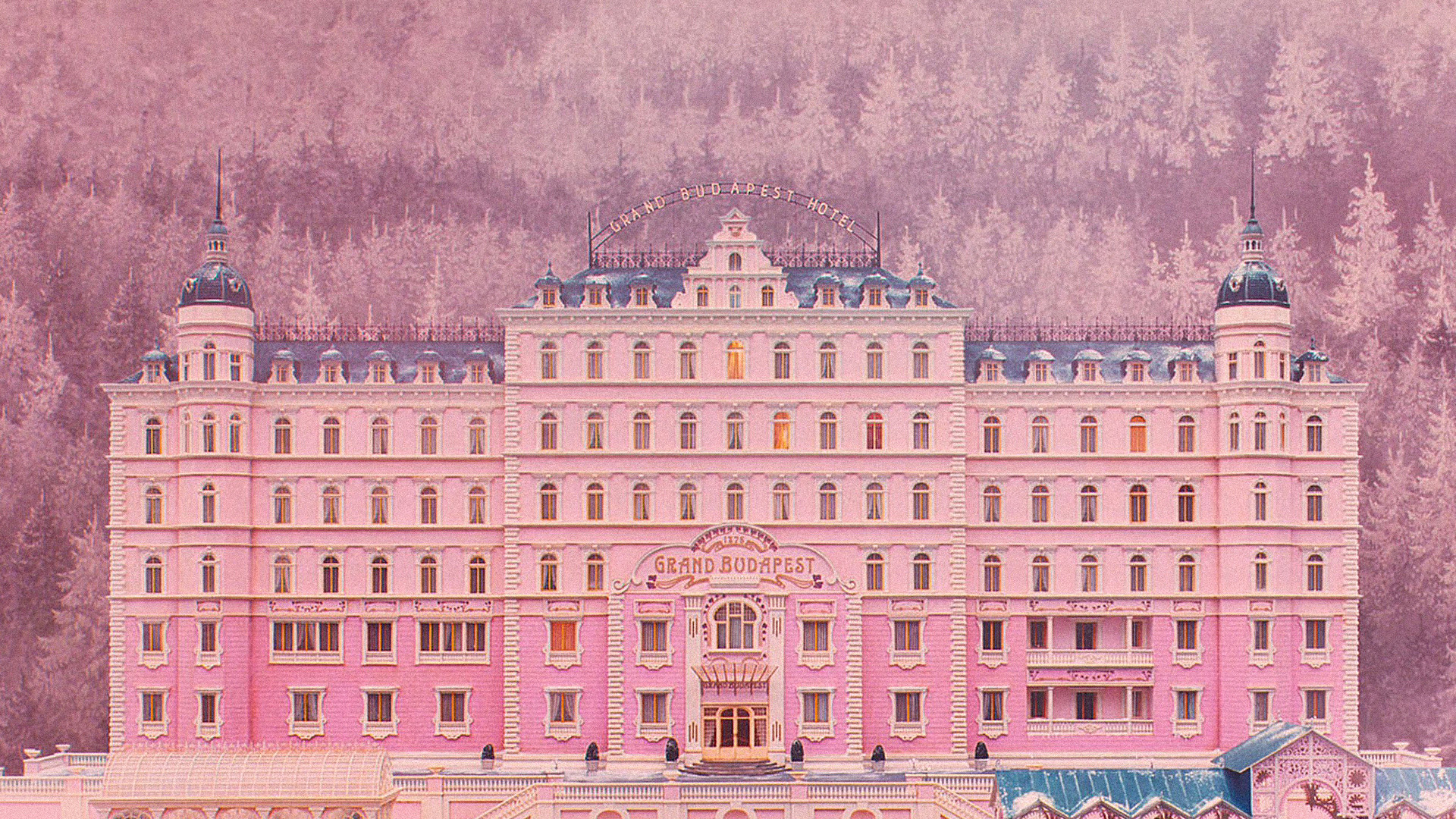 carta da parati wes anderson,rosa,costruzione,palazzo,architettura,castello