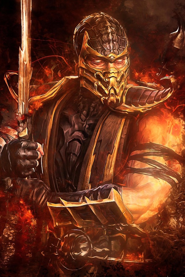 scorpion wallpaper iphone,fictional character,illustration,knight,demon,cg artwork