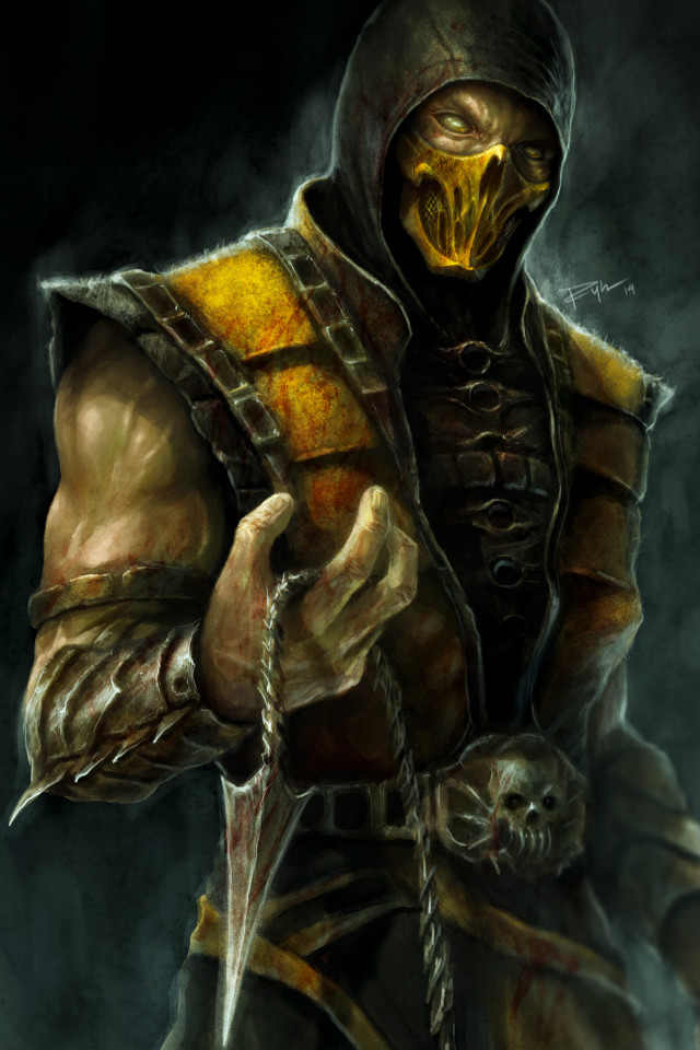 scorpion wallpaper iphone,action adventure game,fictional character,cg artwork,demon,armour