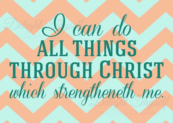 i can do all things through christ wallpaper,font,text,turquoise,teal,orange