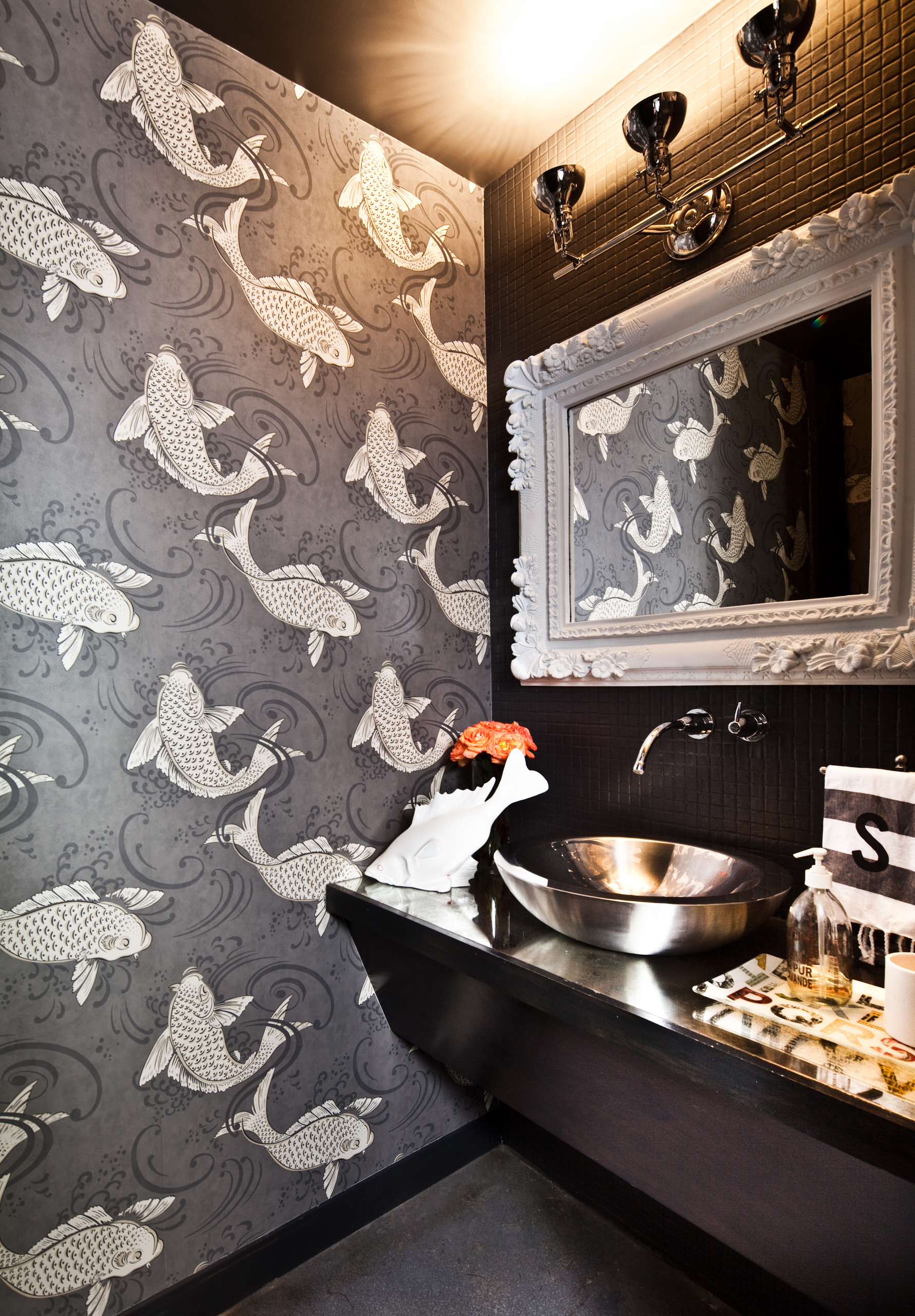 papier peint poisson pour salle de bain,chambre,fond d'écran,design d'intérieur,propriété,mur