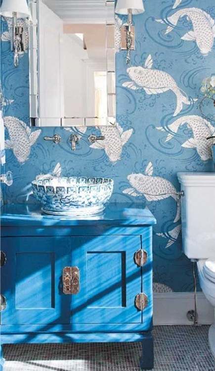 papier peint poisson pour salle de bain,bleu,aqua,turquoise,produit,mur