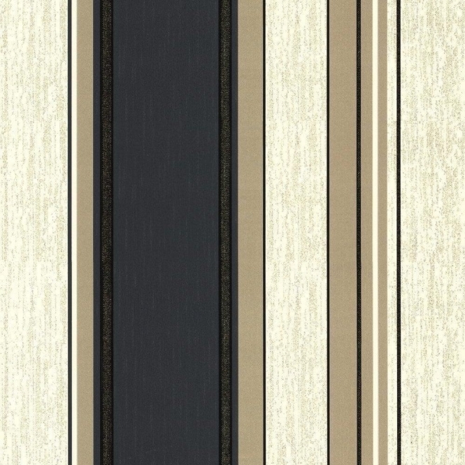 Synergy Striped Wallpaper Cream, Gold, Black Wood WallpaperUse