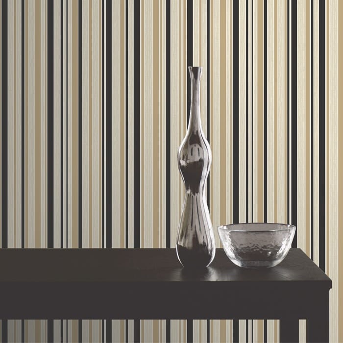 black and cream striped wallpaper,wallpaper,table,interior design,room,still life