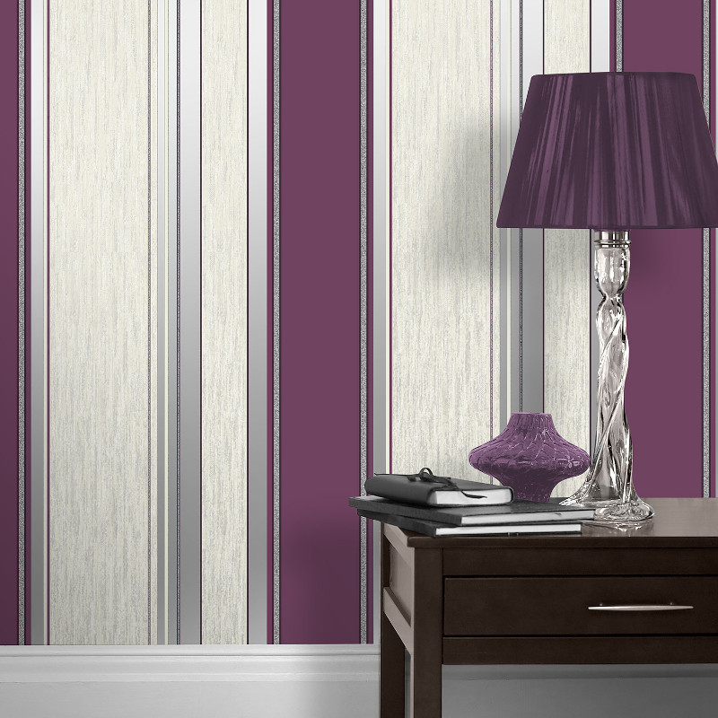 black and cream striped wallpaper,violet,purple,curtain,interior design,lilac