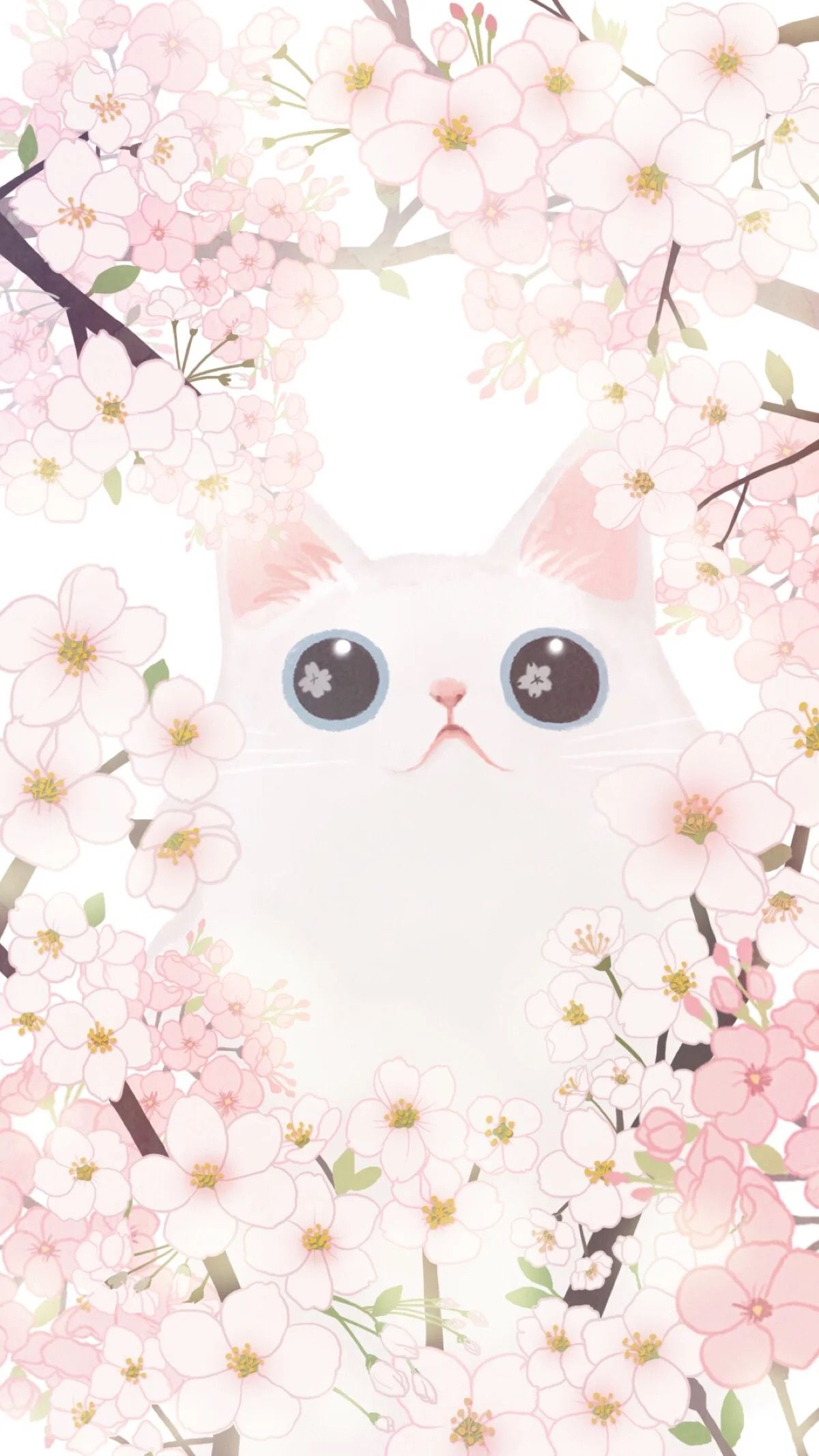 fondo de pantalla fofinhos,rosado,gato,primavera,ilustración,planta