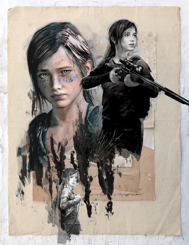 the last of us ellie wallpaper,art,illustration,portrait,painting,drawing