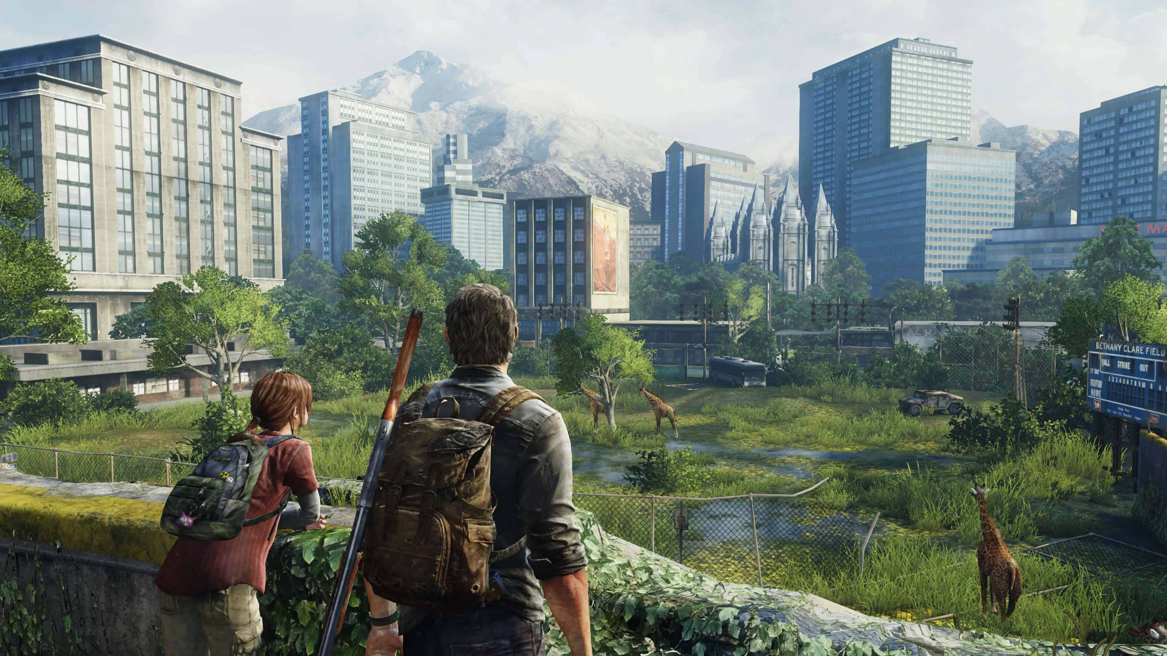 the last of us ellie wallpaper,metropolitan area,urban area,human settlement,city,atmospheric phenomenon