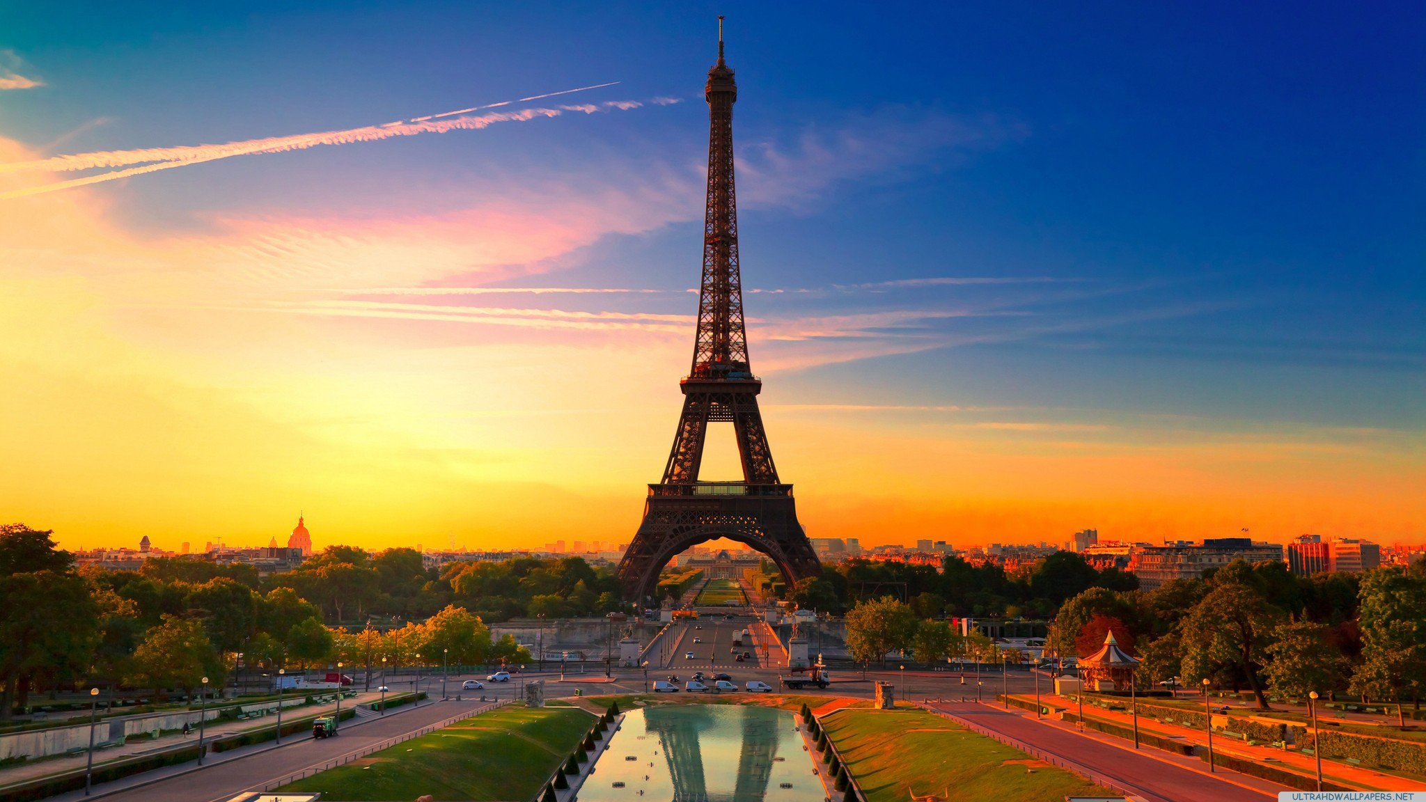 fond d'écran de la ville de paris,ciel,la tour,matin,architecture,soirée