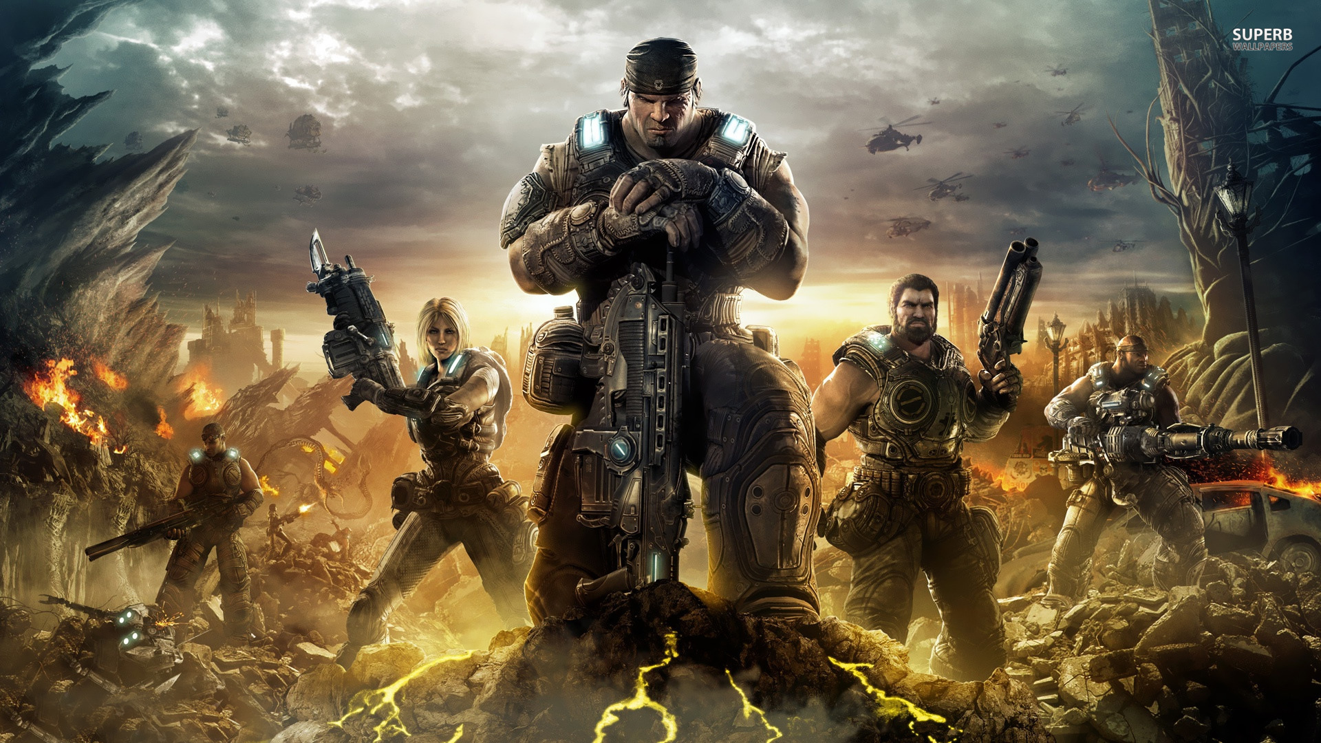 wallpapers de gears of war,action adventure game,strategy video game,shooter game,army,soldier
