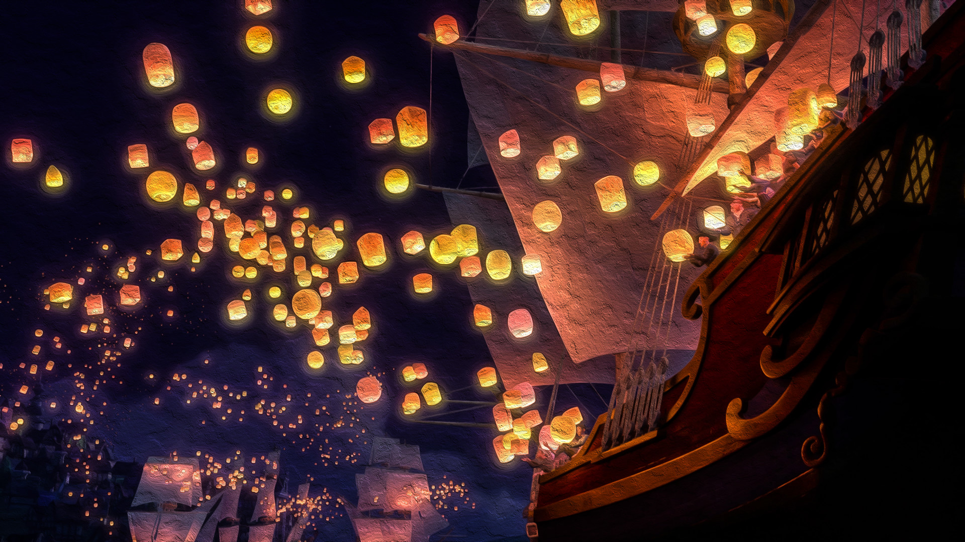 tangled lanterns wallpaper,light,lighting,night,darkness,architecture