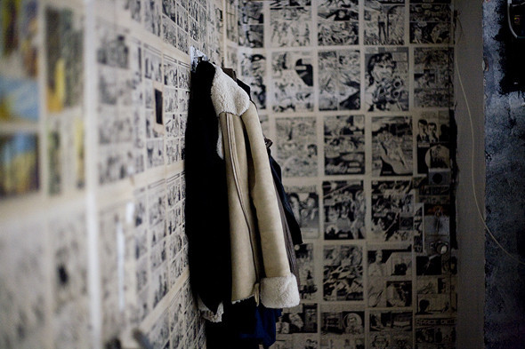 my home wallpaper,wall,room,textile,outerwear,black and white