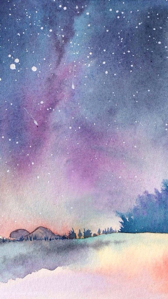 watercolor iphone wallpaper,sky,watercolor paint,atmospheric phenomenon,atmosphere,purple