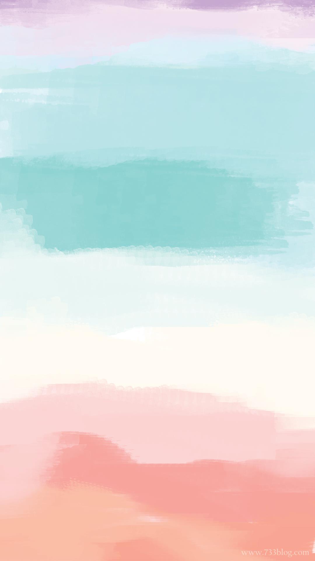 水彩画のiphoneの壁紙,空,青い,ピンク,昼間,アクア