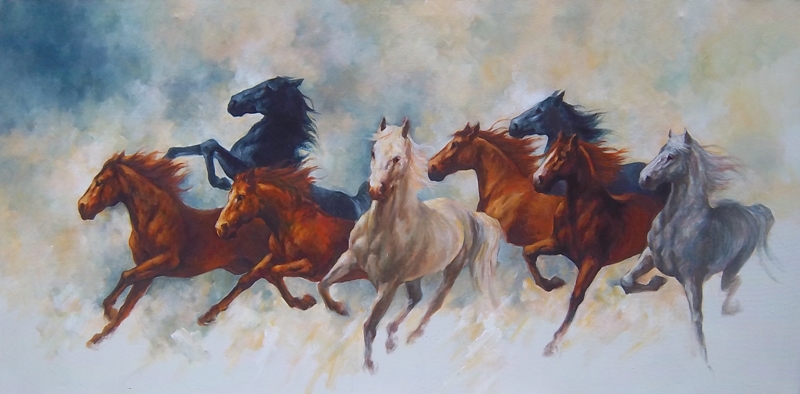 wallpaper kuda,horse,painting,stallion,mane,mustang horse