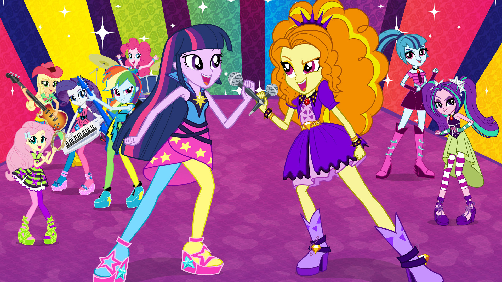 mein kleines pony equestria girls wallpaper,karikatur,animierter cartoon,violett,erfundener charakter,animation