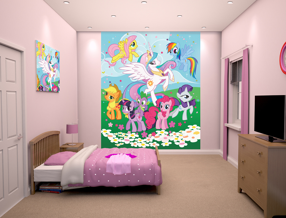 my little pony wallpaper for bedroom,room,interior design,bedroom,wall,pink