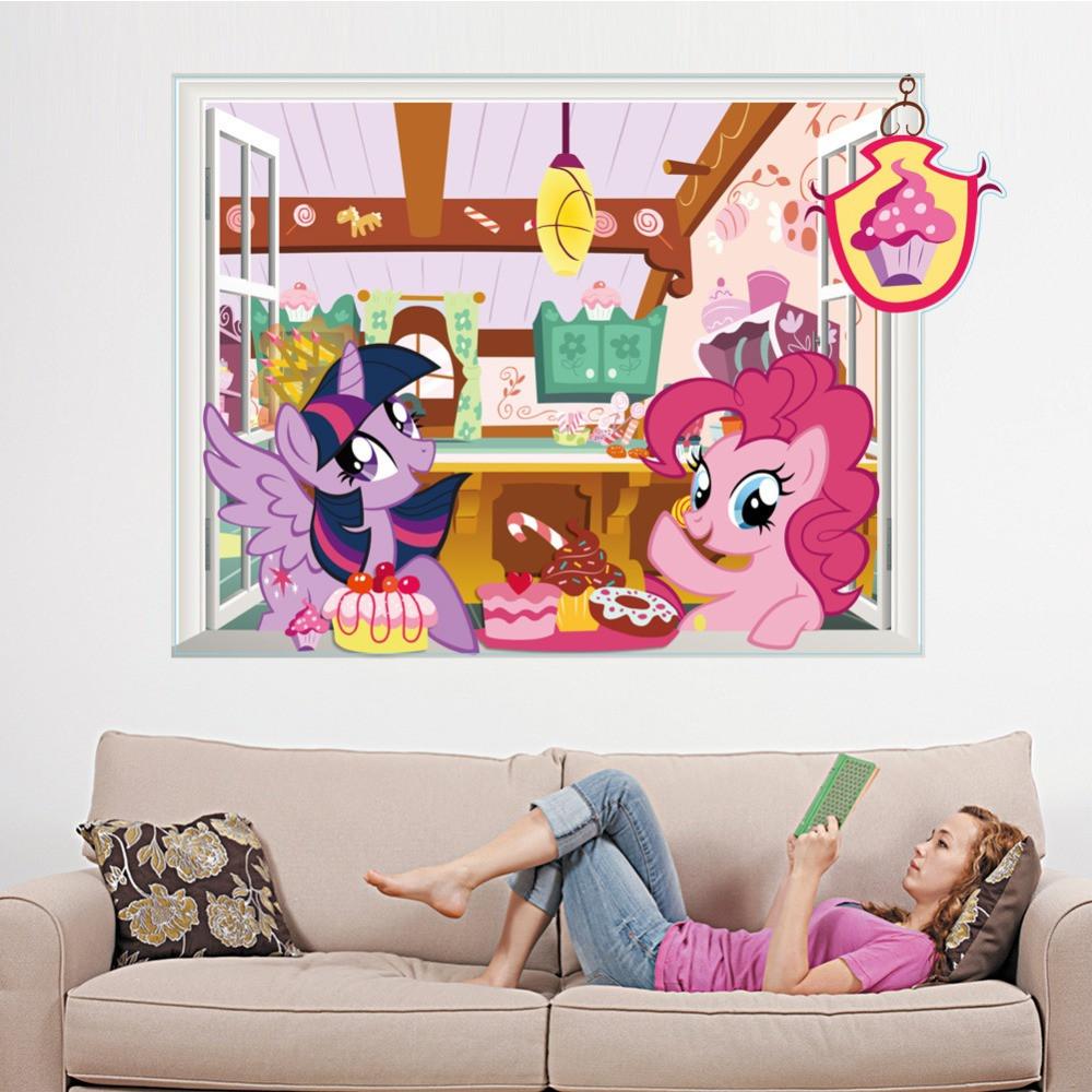 la mia piccola carta da parati pony per camera da letto,parete,cartone animato,camera,adesivo da parete,rosa