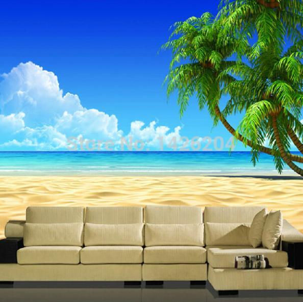 3d beach wallpaper,natural landscape,nature,sky,mural,wall