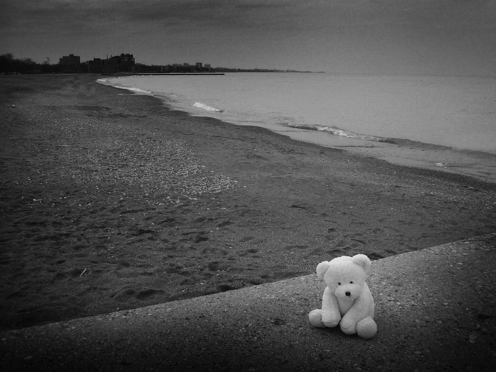 trauriger teddybär hd wallpaper,weiß,schwarz,himmel,schwarz und weiß,fotografieren