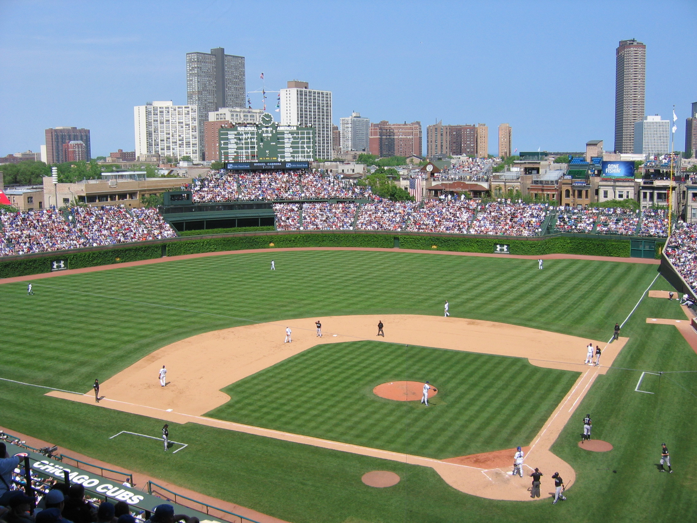 fond d'écran wrigley field,stade,terrain de baseball,parc de baseball,baseball universitaire,base ball