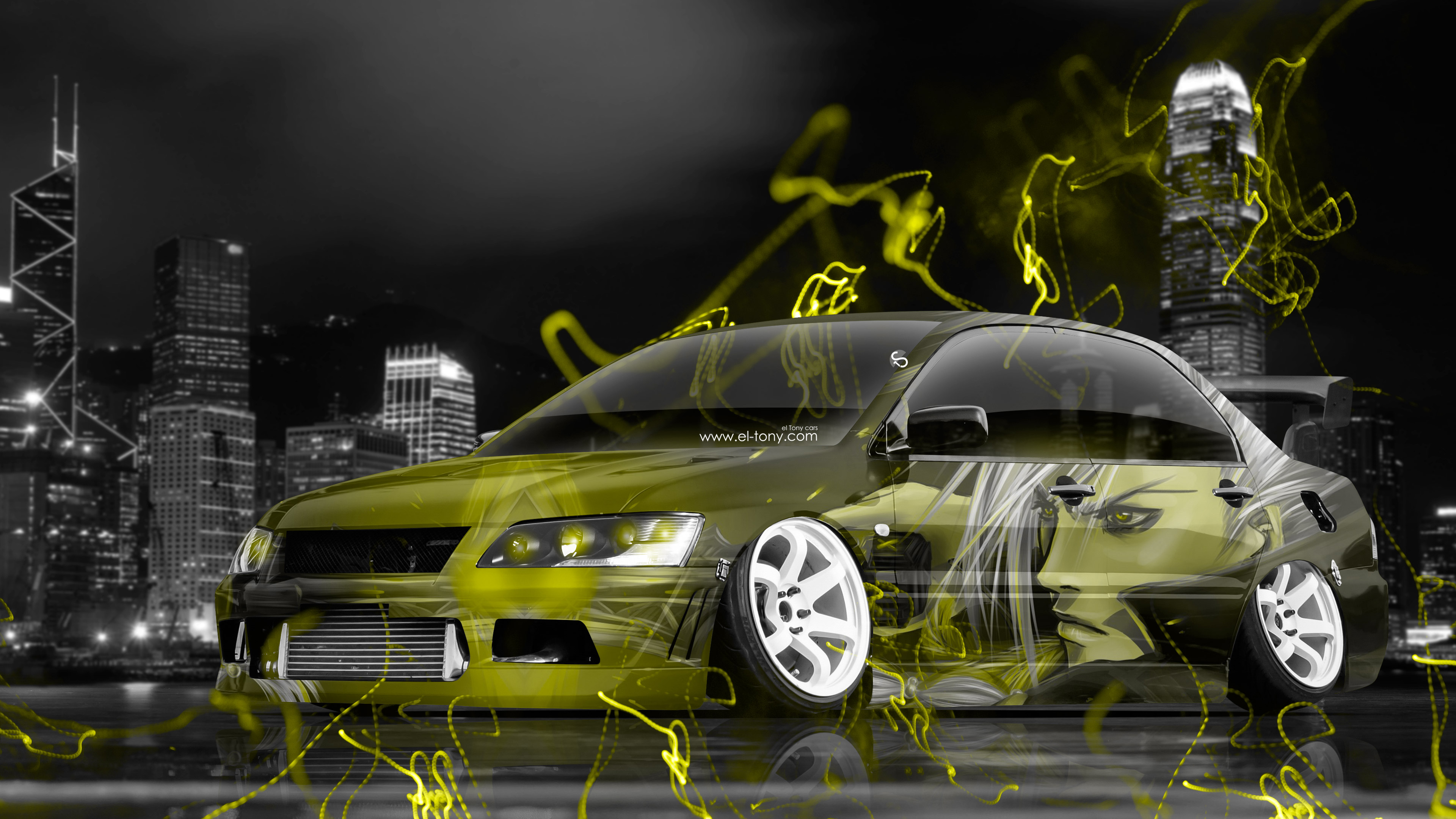 anime car wallpaper,vehículo terrestre,coche,vehículo,mitsubishi,amarillo
