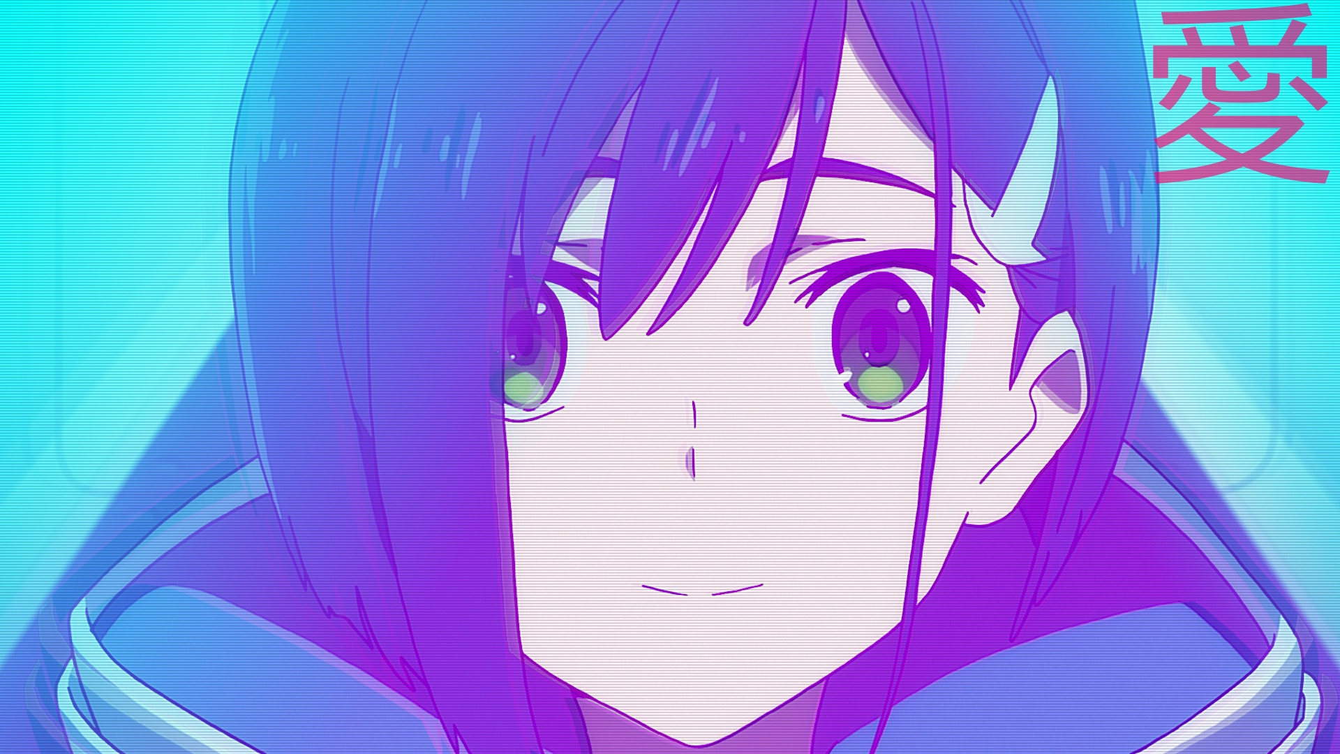 anime ästhetische tapete,gesicht,karikatur,anime,violett,blau