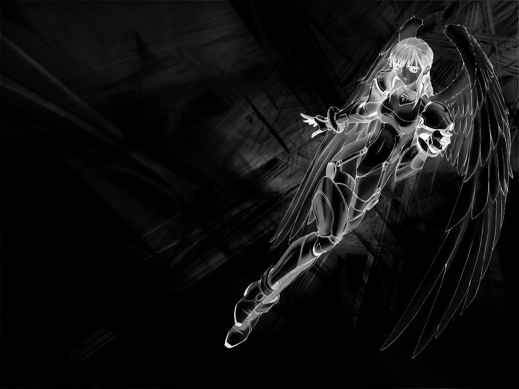 anime angel wallpaper,negro,oscuridad,fumar,en blanco y negro,monocromo