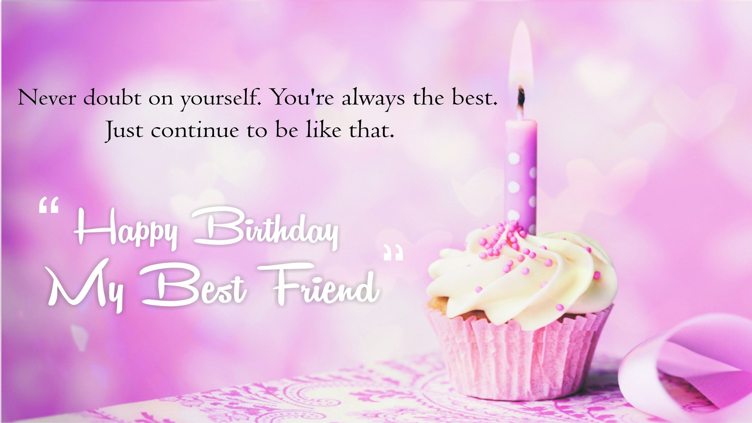 happy birthday friend wallpaper,buttercream,icing,pink,cupcake,cake