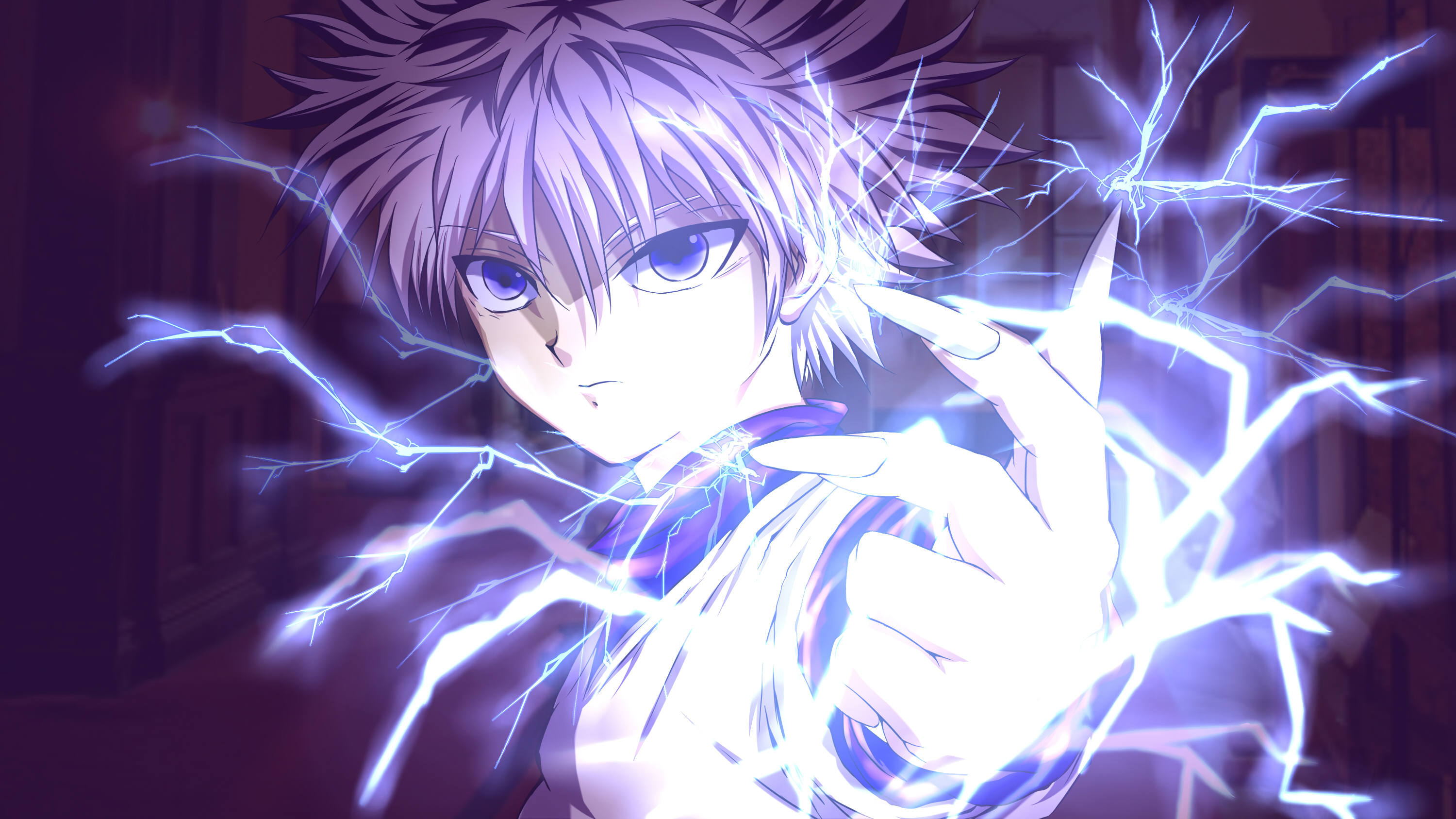 killua zoldyck wallpaper hd,anime,cg artwork,cartoon,light,purple